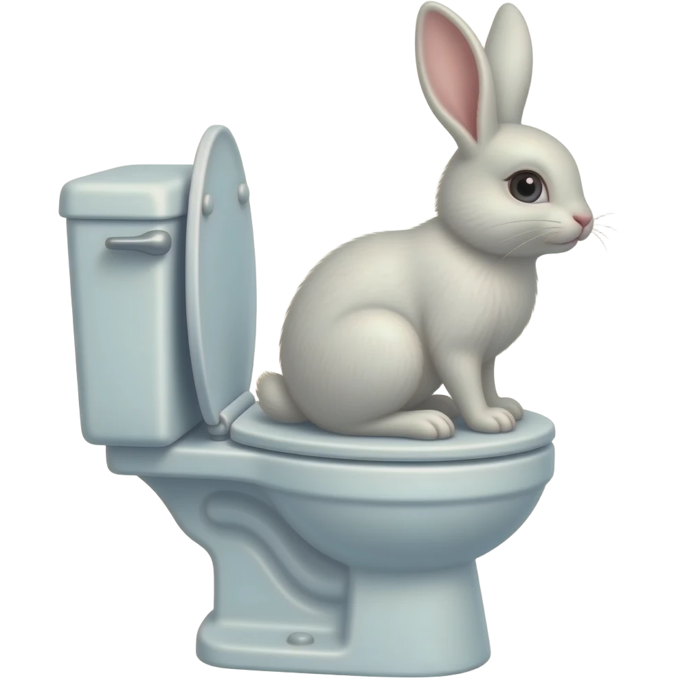 Female white rabbit furry sit on toilet side view emoji