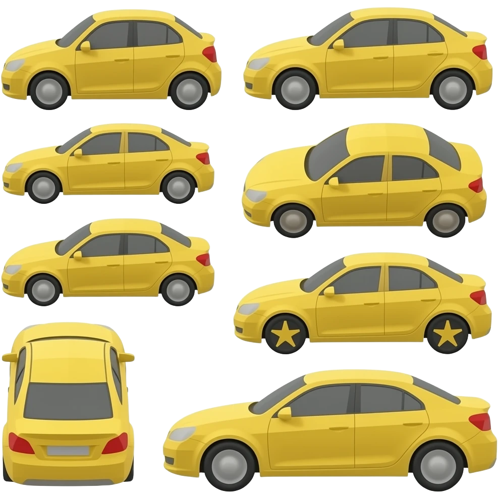 Yellow lowpoly car pack emoji