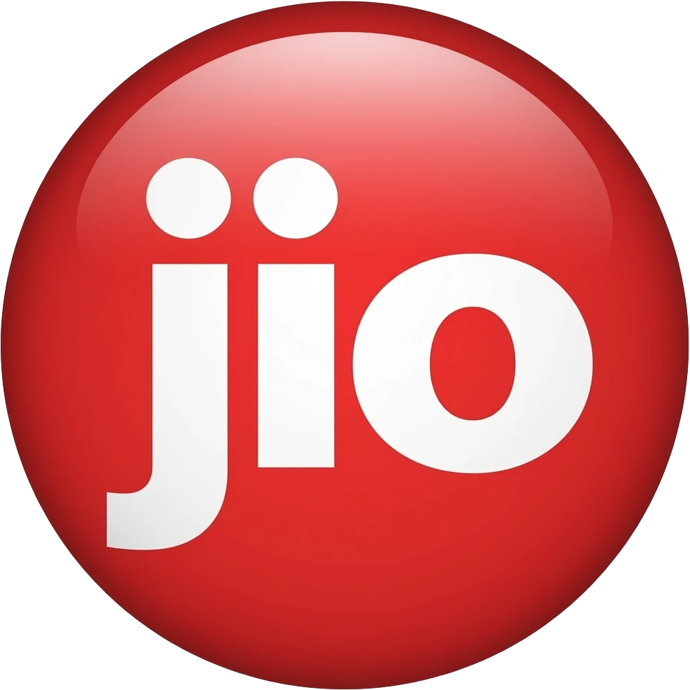 Jio written in red solid circle emoji