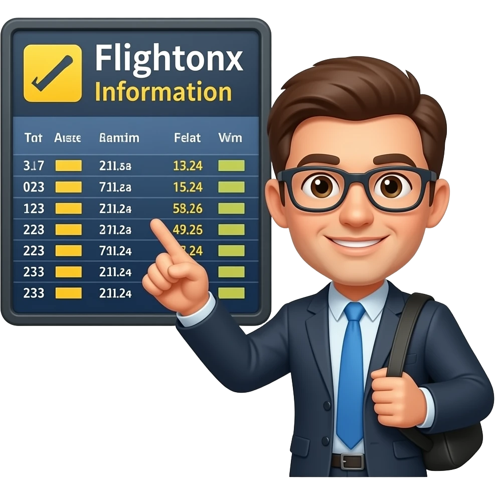I point at the flight information screen emoji