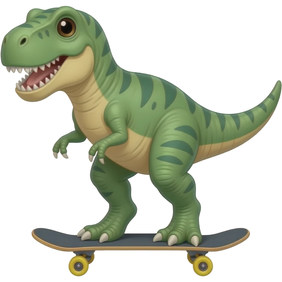 Dinosaur on a skateboard emoji