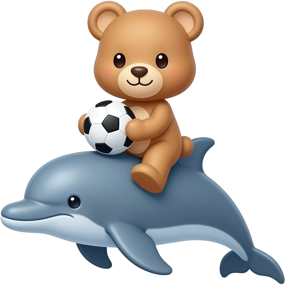 teddybear riding a dolphin with soccerball emoji