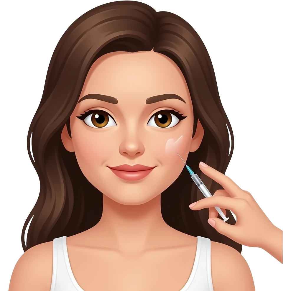 Brunette getting botox long hair emoji
