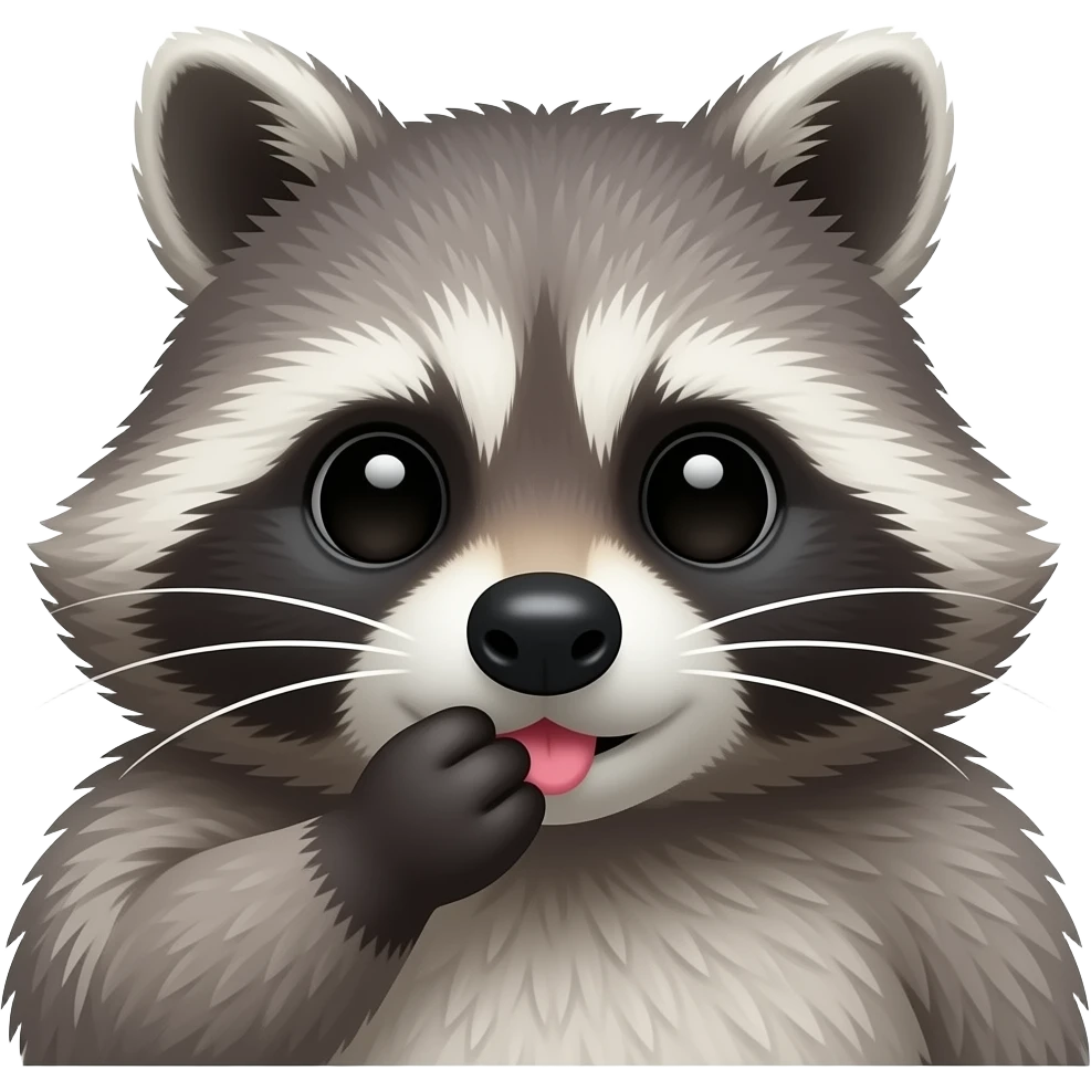 A fat raccoon blowing a kiss emoji