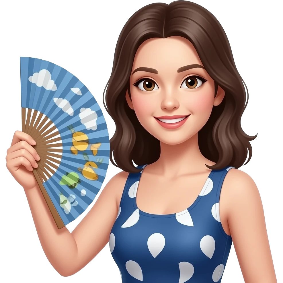 Realisting woman model holding a handheld fan emoji