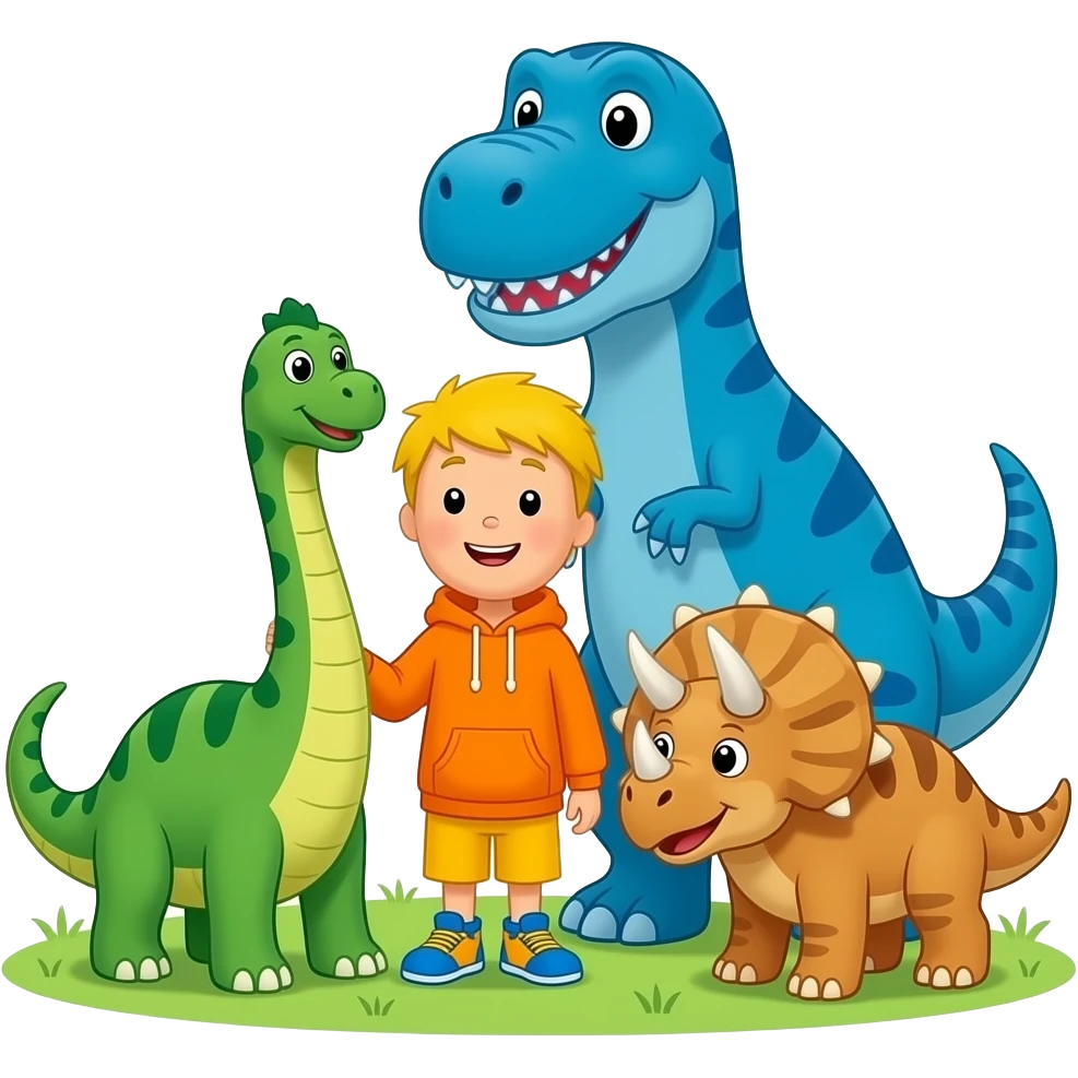 Caillou and dinosaur friends emoji