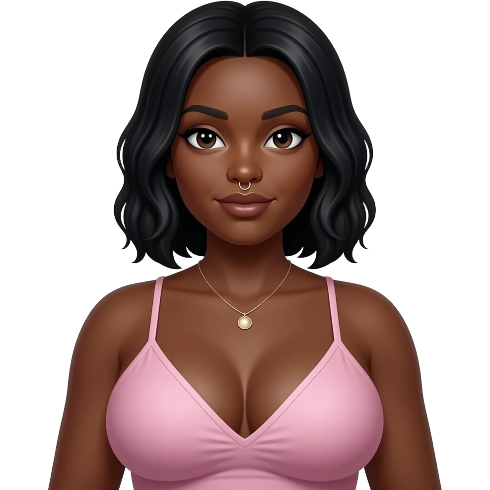 Can you make the boobs/breast much bigger on a black girl with double nose rings like triple d plus size boobs emoji