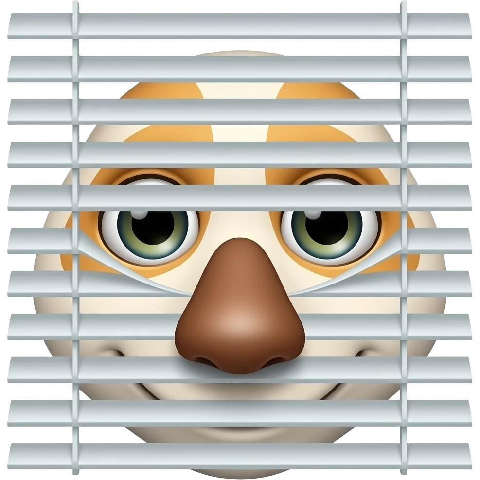 emoji face peeking through window blinds appearing to look nosey emoji