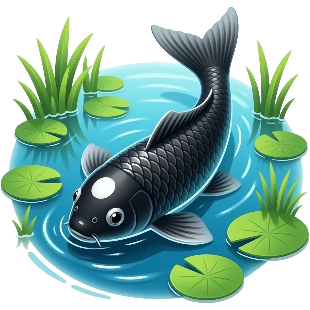 Black koi fish with white spot on its head emoji