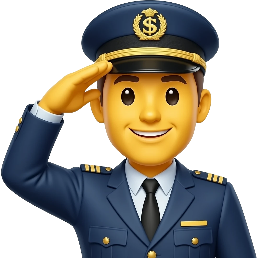 Create a square animated emoji GIF of a friendly yellow emoji character giving a professional salute for acknowledgement and loop. Clean modern emoji style, transparent background, highly readable at small sizes, minimal detail, professional but approachable tone. 128x128px optimized under 256KB. emoji