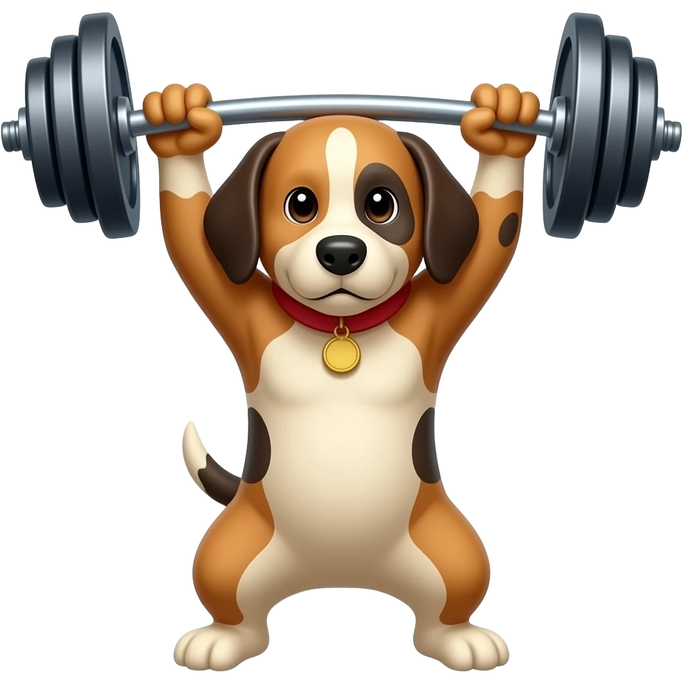 Dog lifting weights emoji
