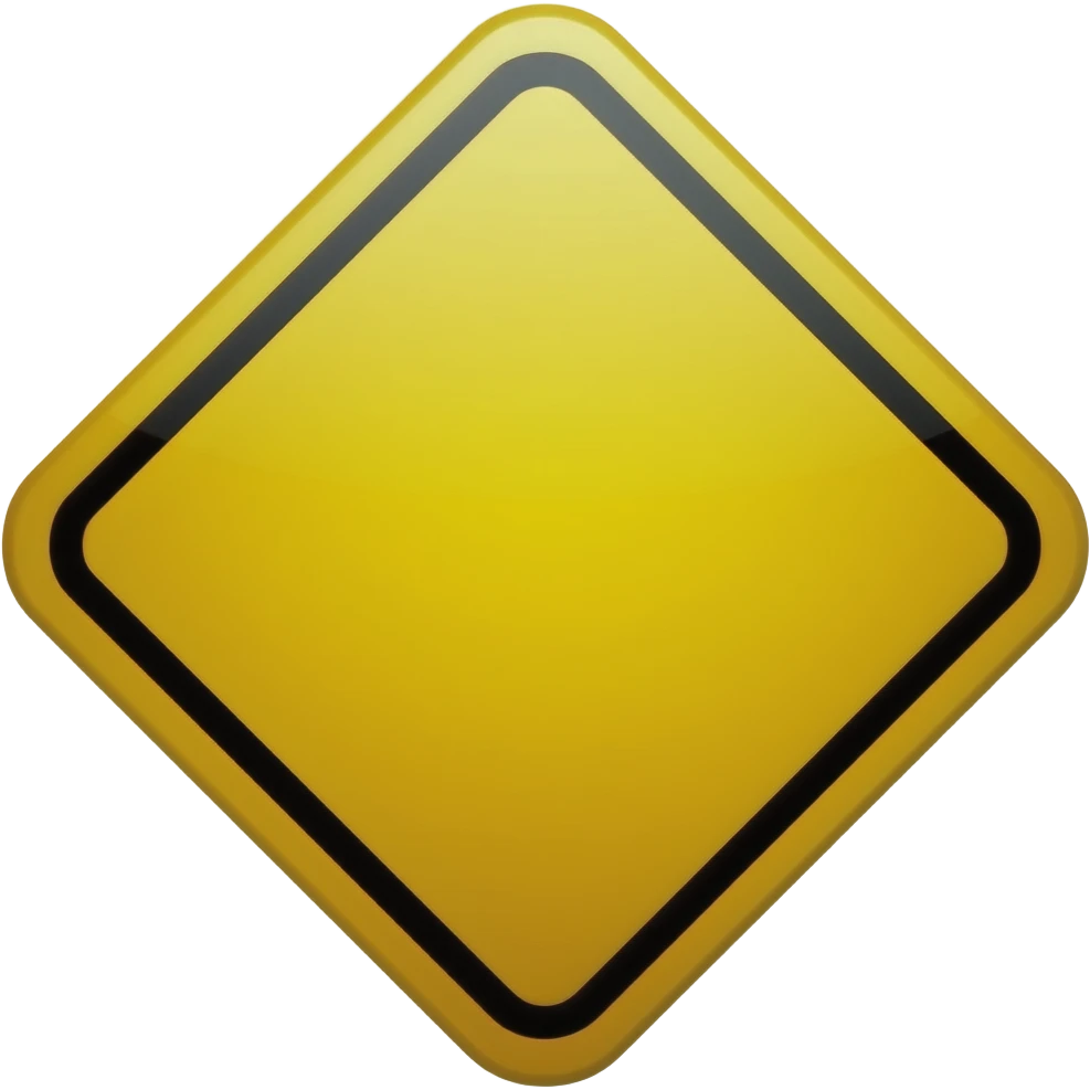 CARTEL INDICATIVO ROMBO AMARILLO CON PUNTAS REDONDEADAS emoji