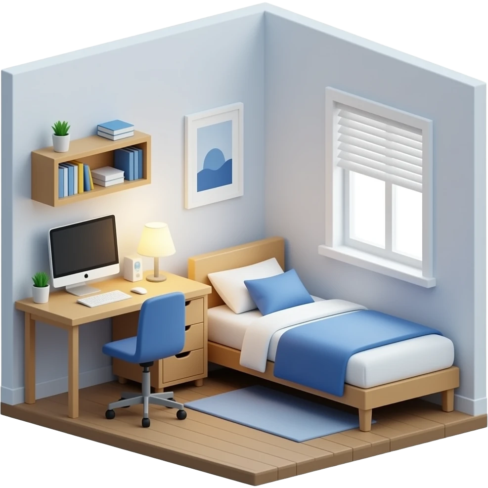 create and emoji or something which has both bedroom and office or roomoffice mixed toghtehr to denote emoji