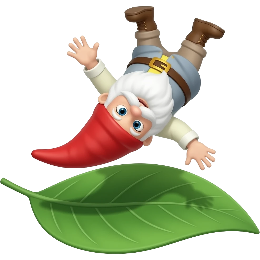 gnome falling on leaf emoji