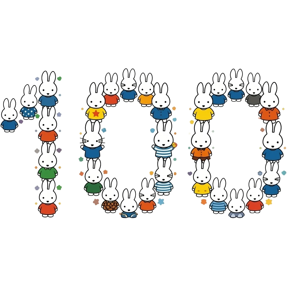 spell out the 100 emoji using miffy emoji
