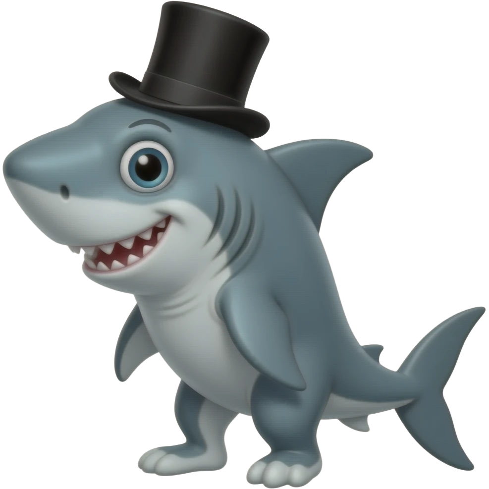 Shark with a top hat emoji