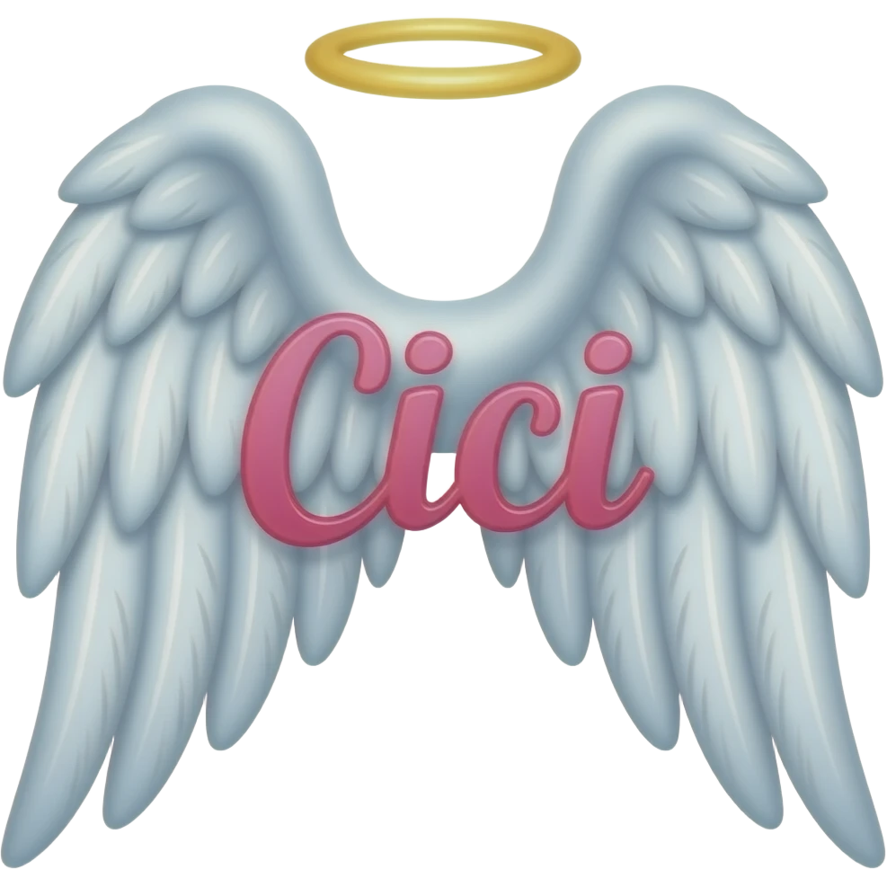 angel wings with the name CiCi in the middle emoji