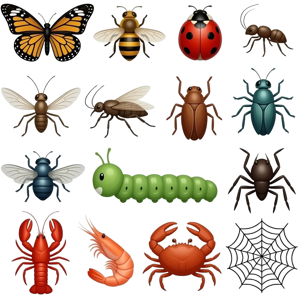 🦋🐝🐞🐜🦗🦟🪲🪳🪰🐛🕷️🦞🦐🦀🕸️ emoji