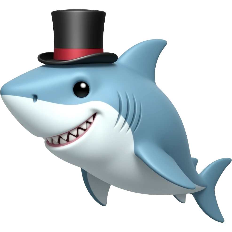 Shark with a top hat emoji