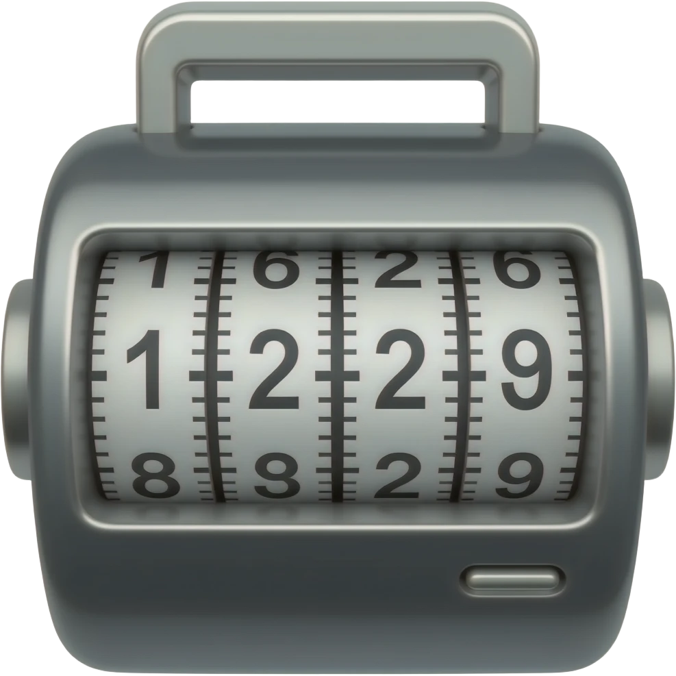 mechanical counter with four digits, front view, real numbers emoji ...