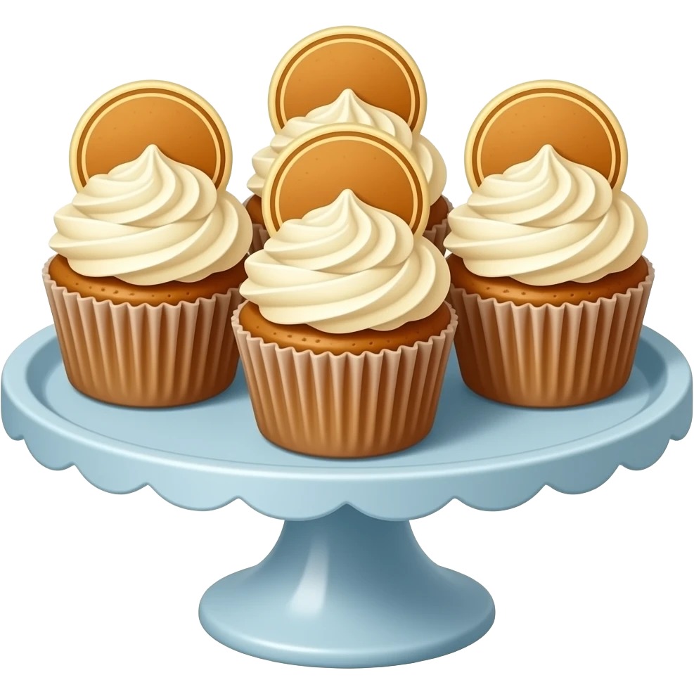 Cupcakes with pancakes as toppings on a cupcake stand emoji