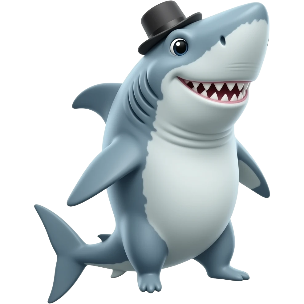Shark with a top hat emoji