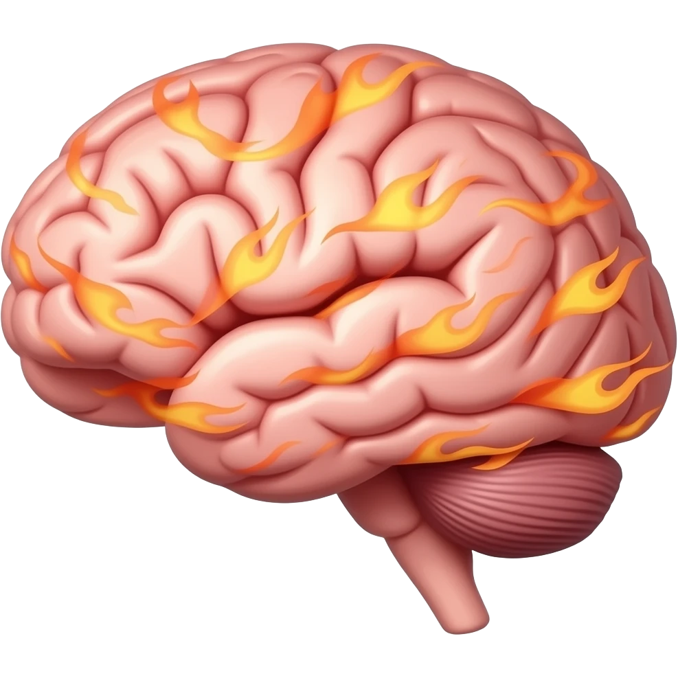 brain overthinking, swirls & fire? emoji