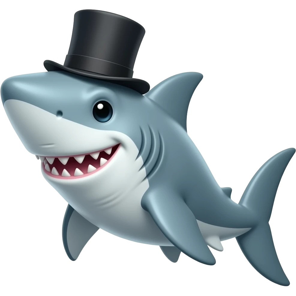 Shark with a top hat emoji