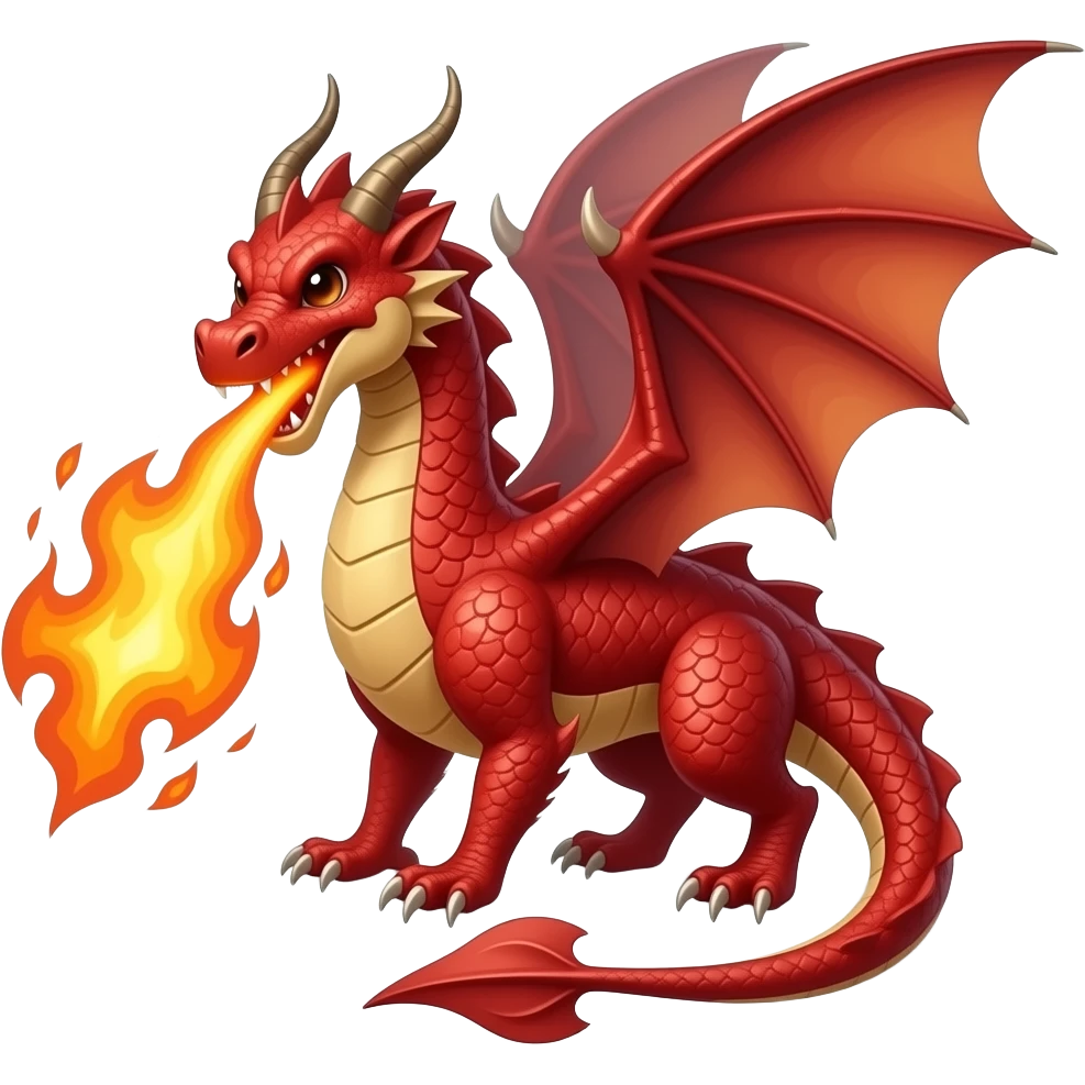 A red dragon with fire emoji