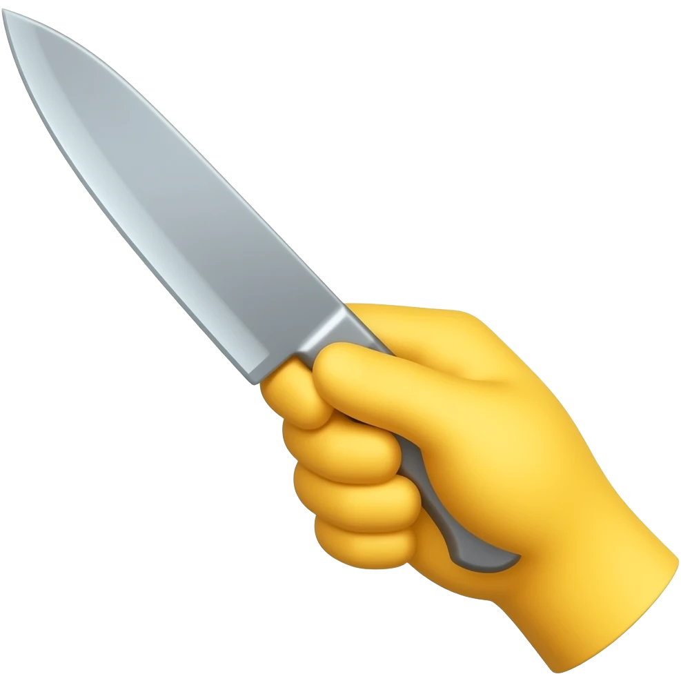 Side view of Yellow Hand holding knife emoji