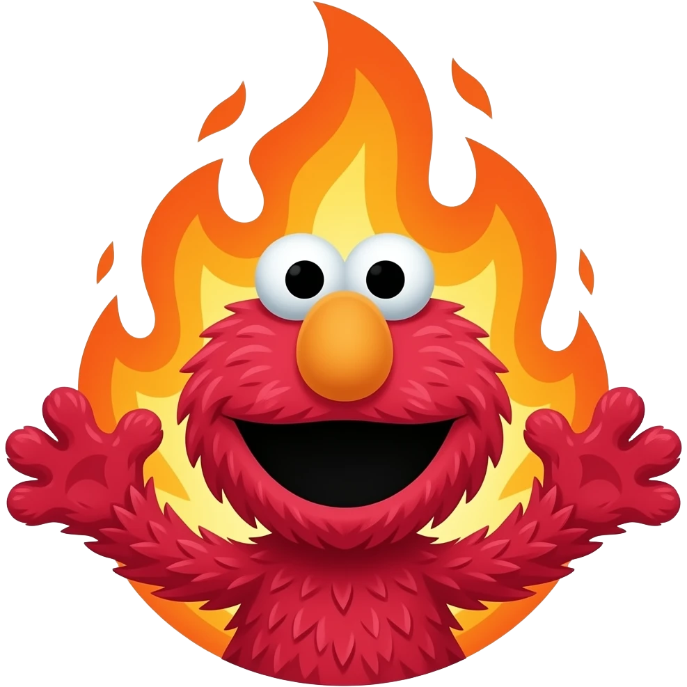 Put fire behind elmo emoji