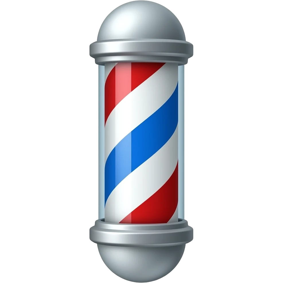 red, blue and white barber shop pole emoji