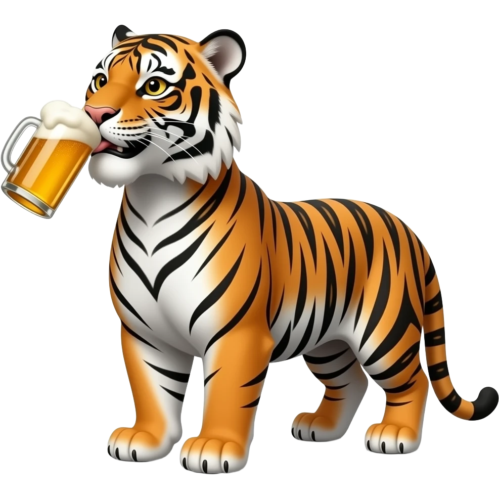 A tiger drinking a beer emoji