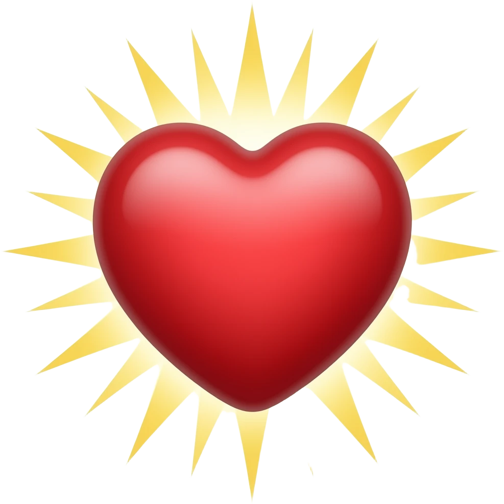 A holy heart with a bright light surrounding it like it is a divine figure. emoji