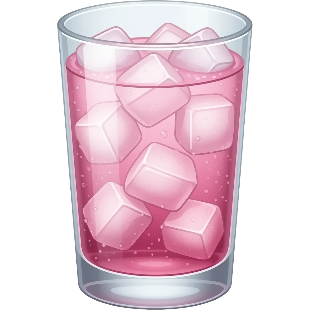 pastel pink drink with lots of ice and frosted glass emoji