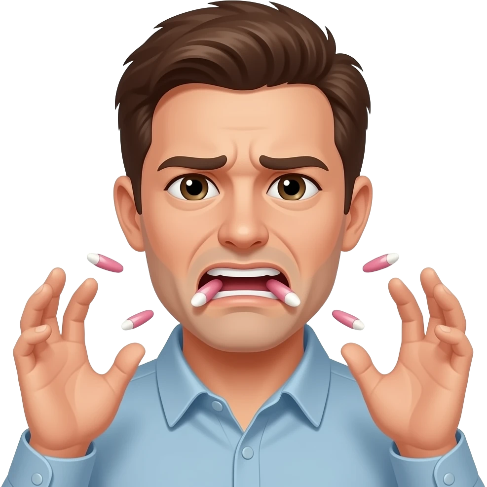 persona mordiendose las uñas exageradamente que salgan uñas volando de lo fuerte que se las muerde las dos manos a la vez que salgan uñas volando no saliba pero con cara de estres emoji
