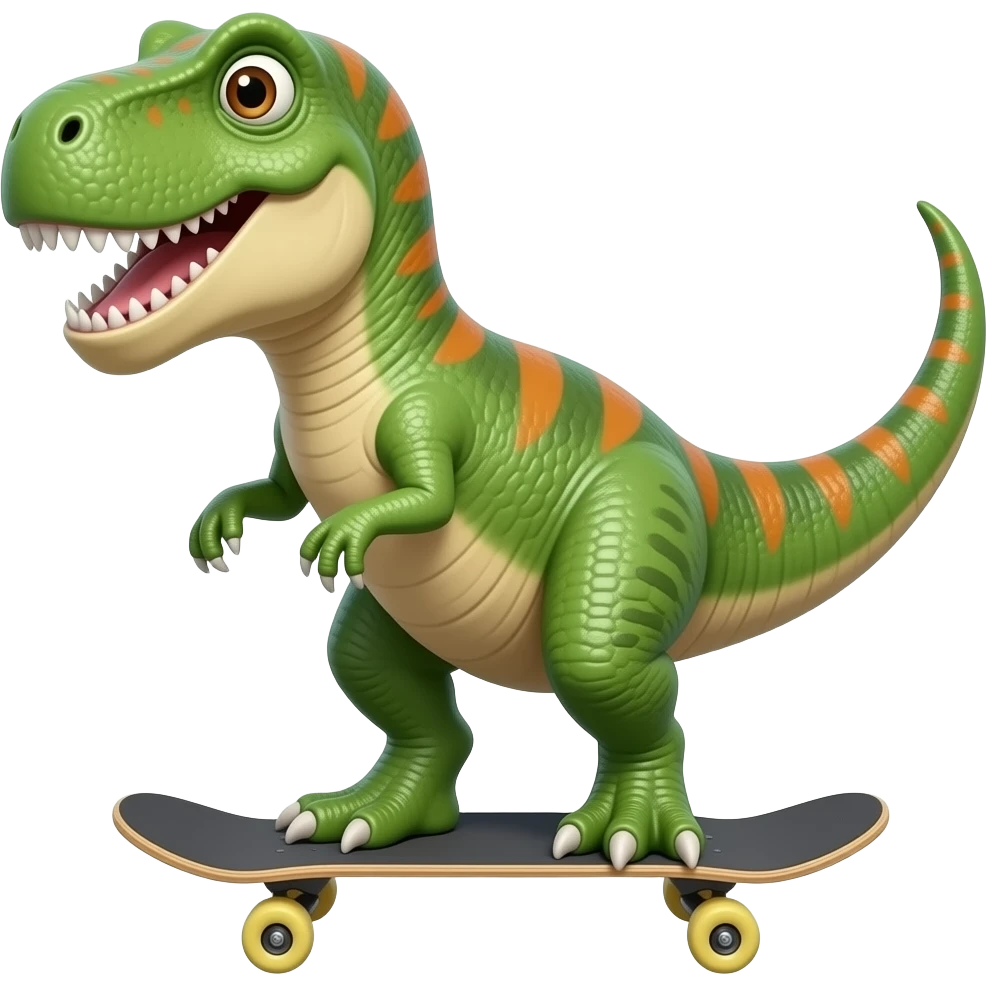 Dinosaur on a skateboard emoji