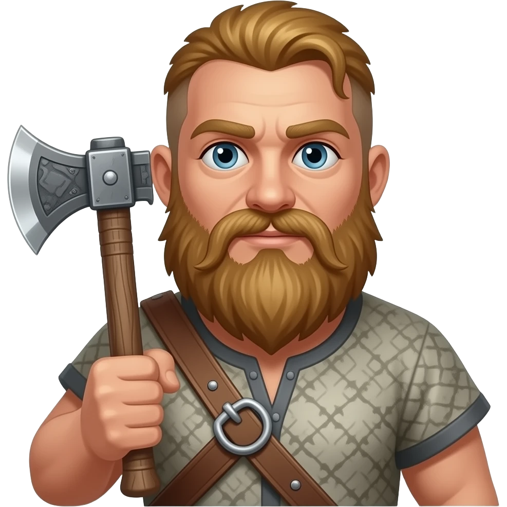Vikinger mit maskulinen behaarten Oberkörper und Axt emoji