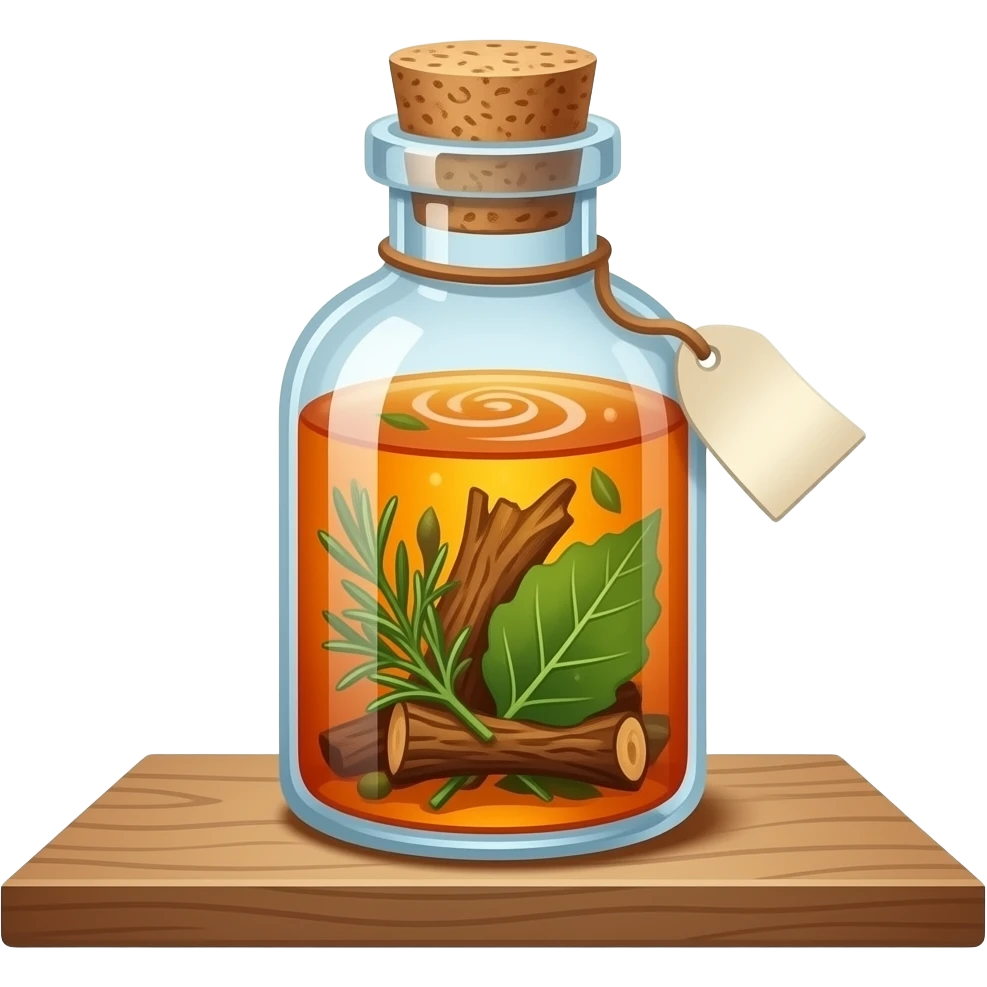 orange liquid medicine made from tree bark and leaves emoji