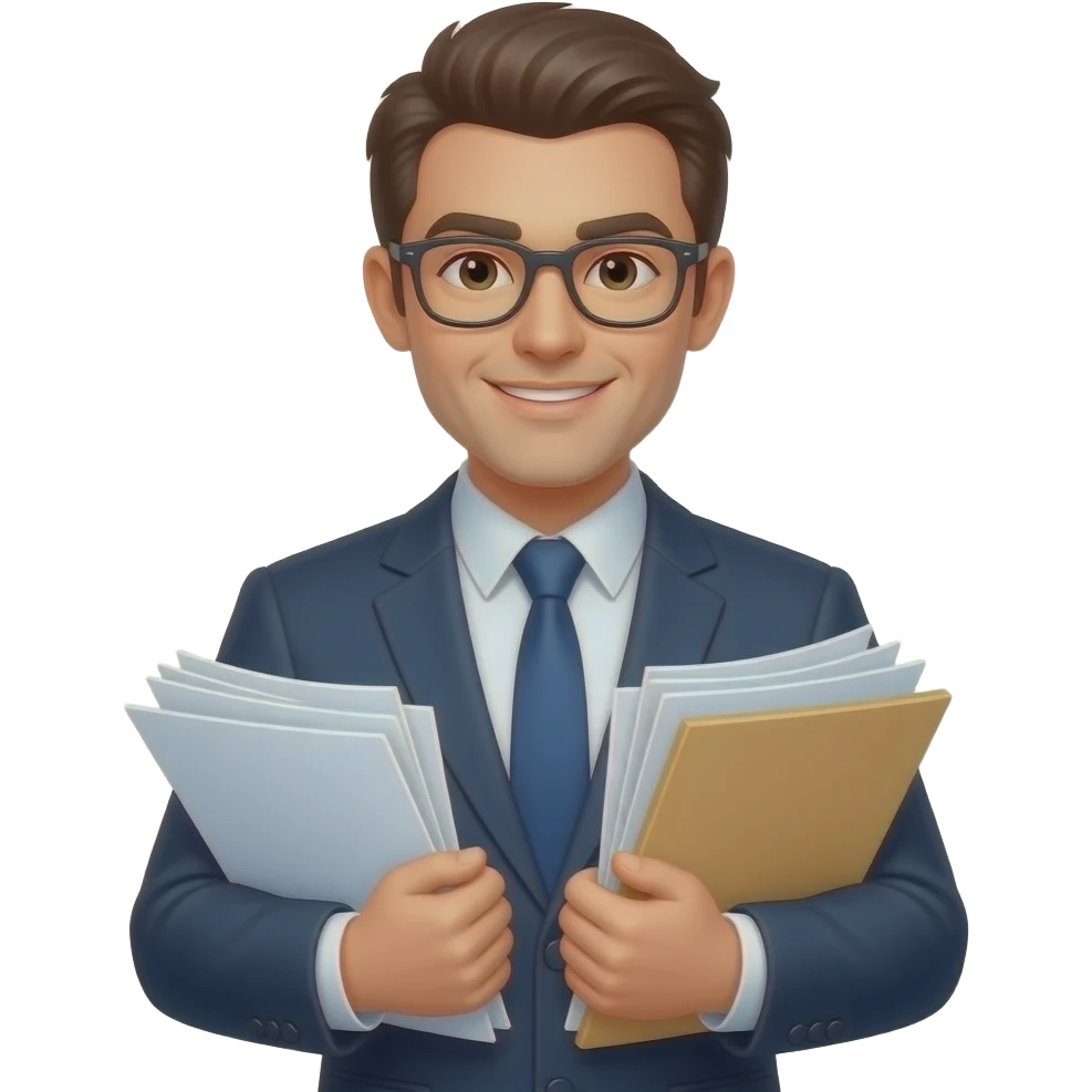 confident office worder with documents emoji