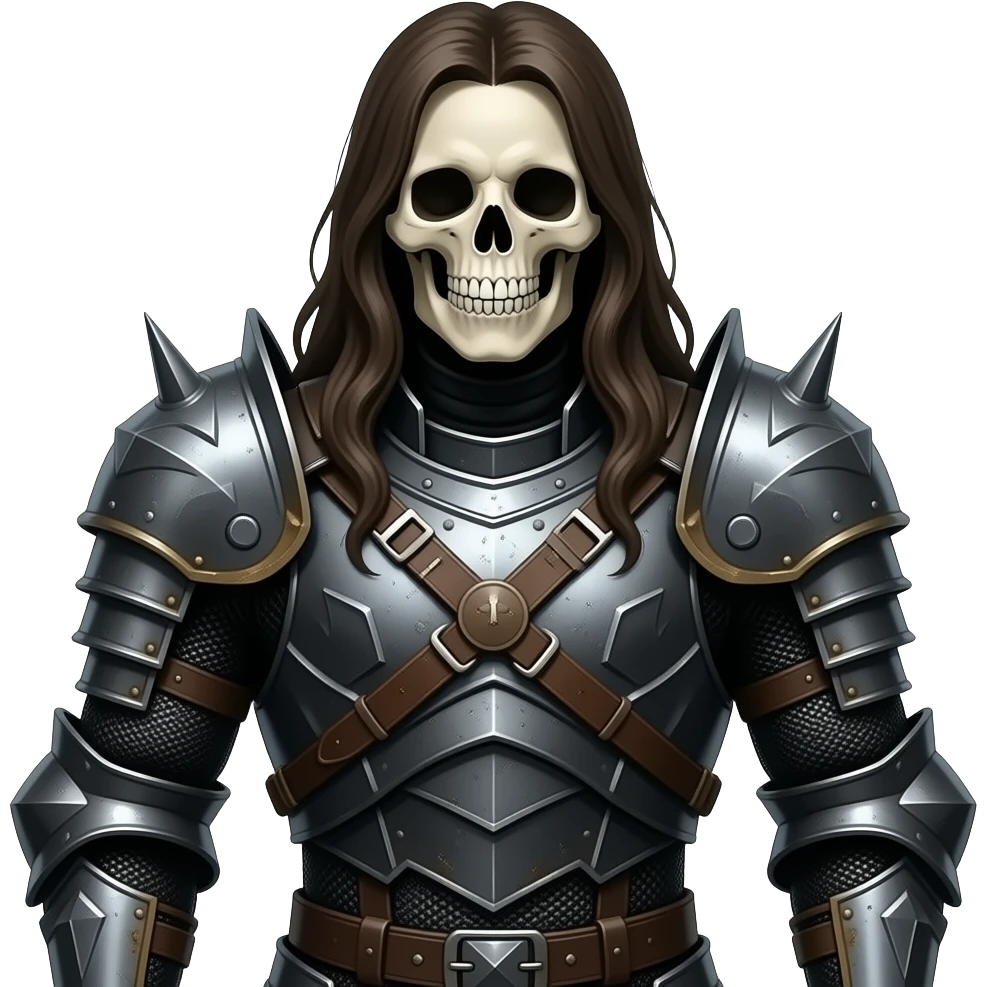 A full body long haired skeleton Heavy Metal emoji