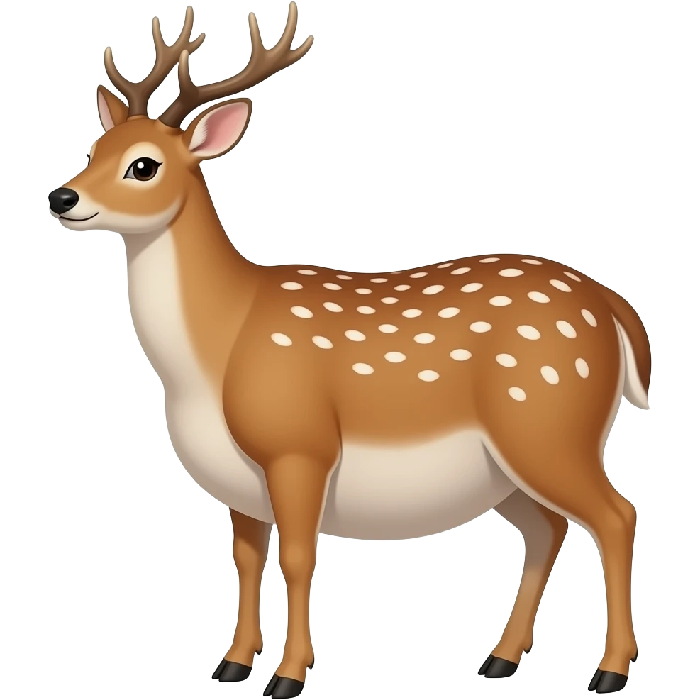 A female deer’s stomach gets massively large and heavy,she ate too much,now the deer/doe is obese,even her big belly has a bit of wobble. emoji