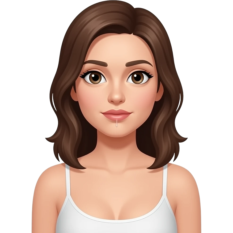 Woman with cum on face and boobs emoji