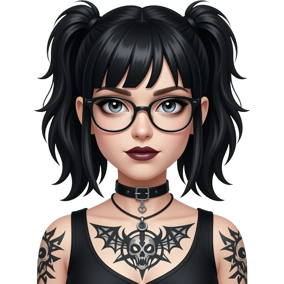 goth woman with Cybersigilism tattoo emoji