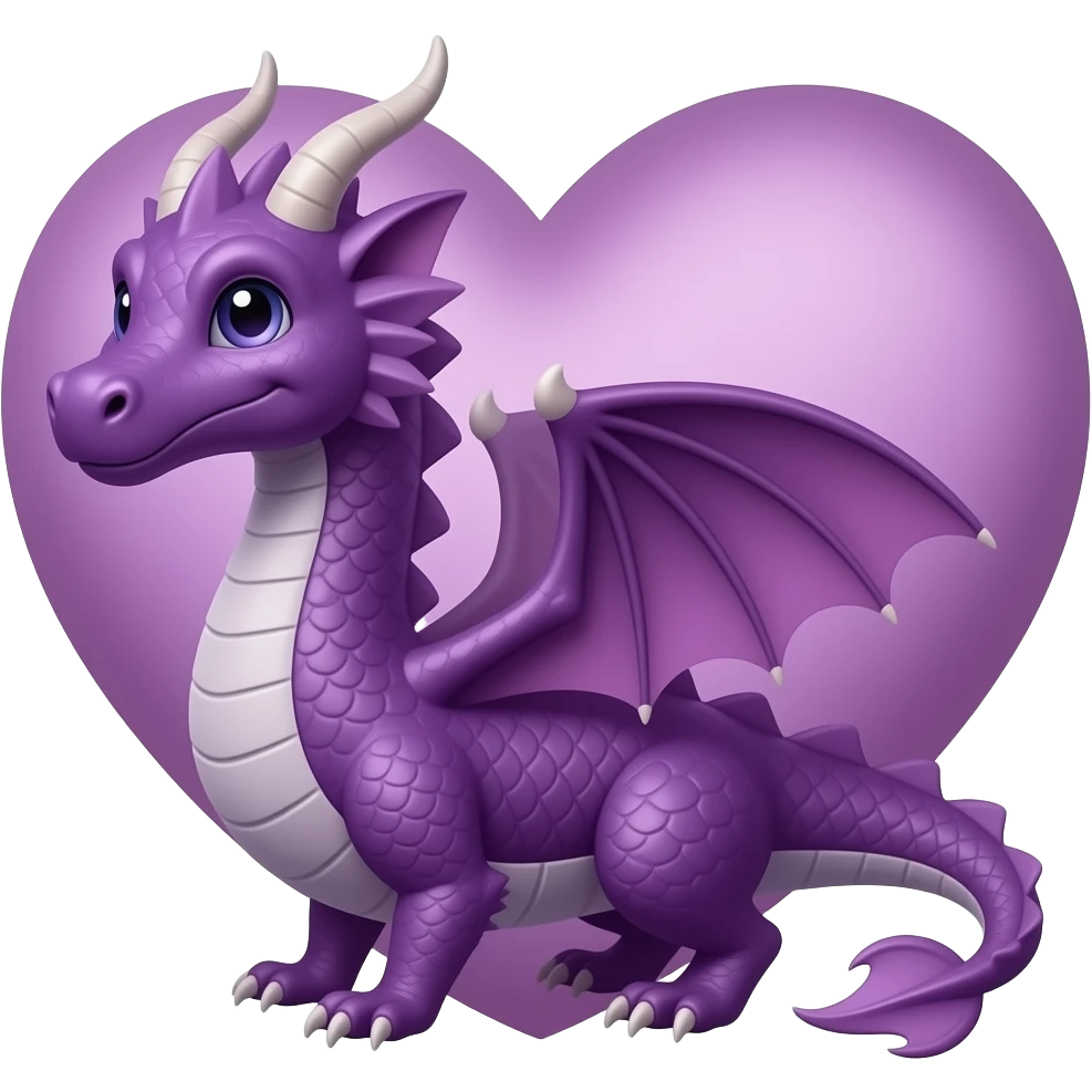 Purple dragon in the shape of a heart emoji