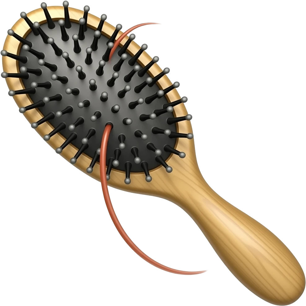 Hairbrush with red hair through it emoji