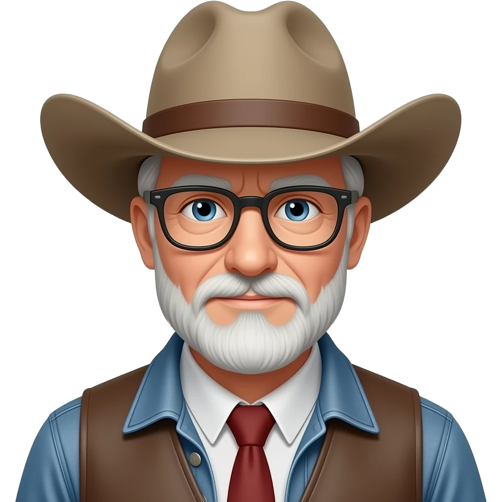 White Old man cowboy with grey goatee and glasses emoji