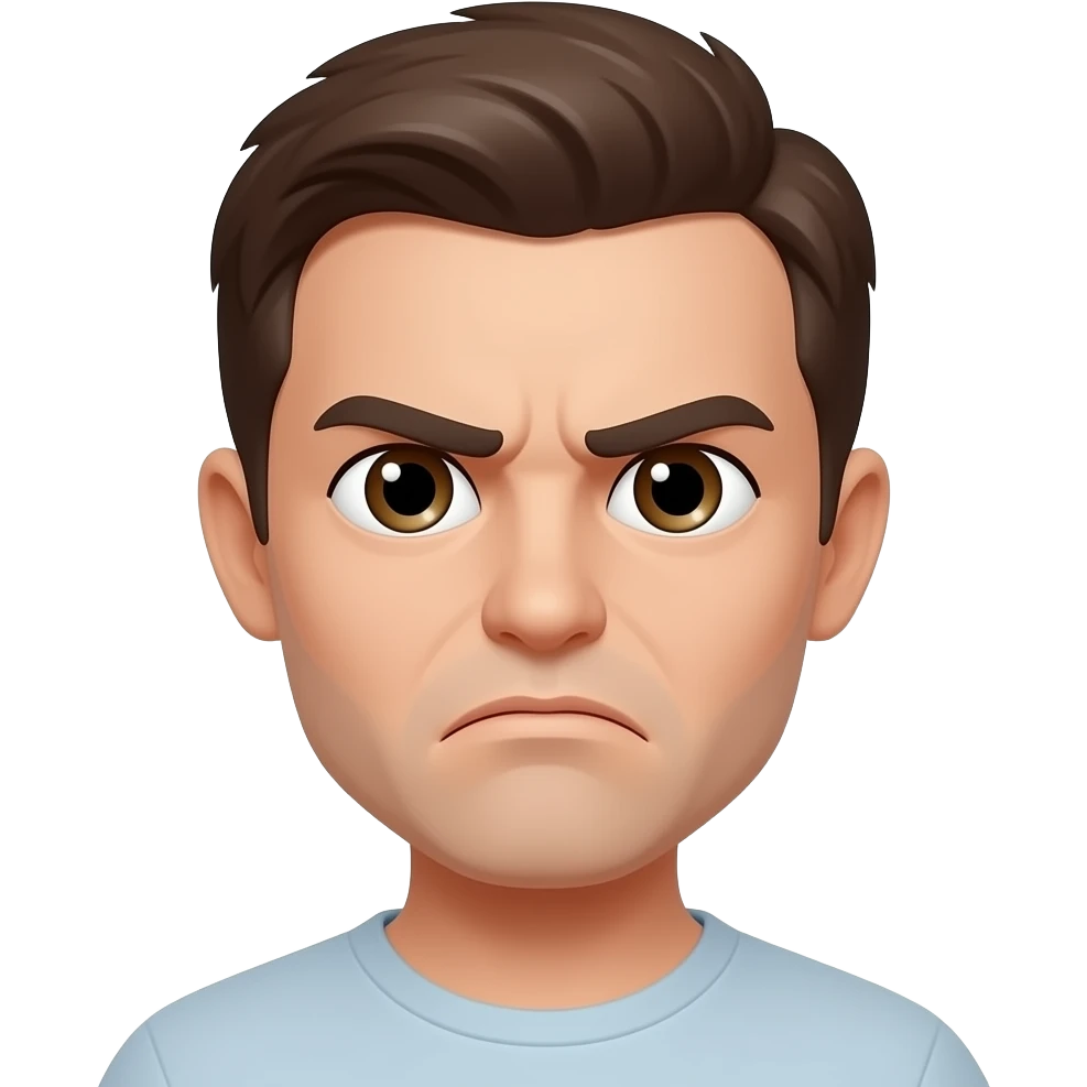 fix eyes, make him frown emoji