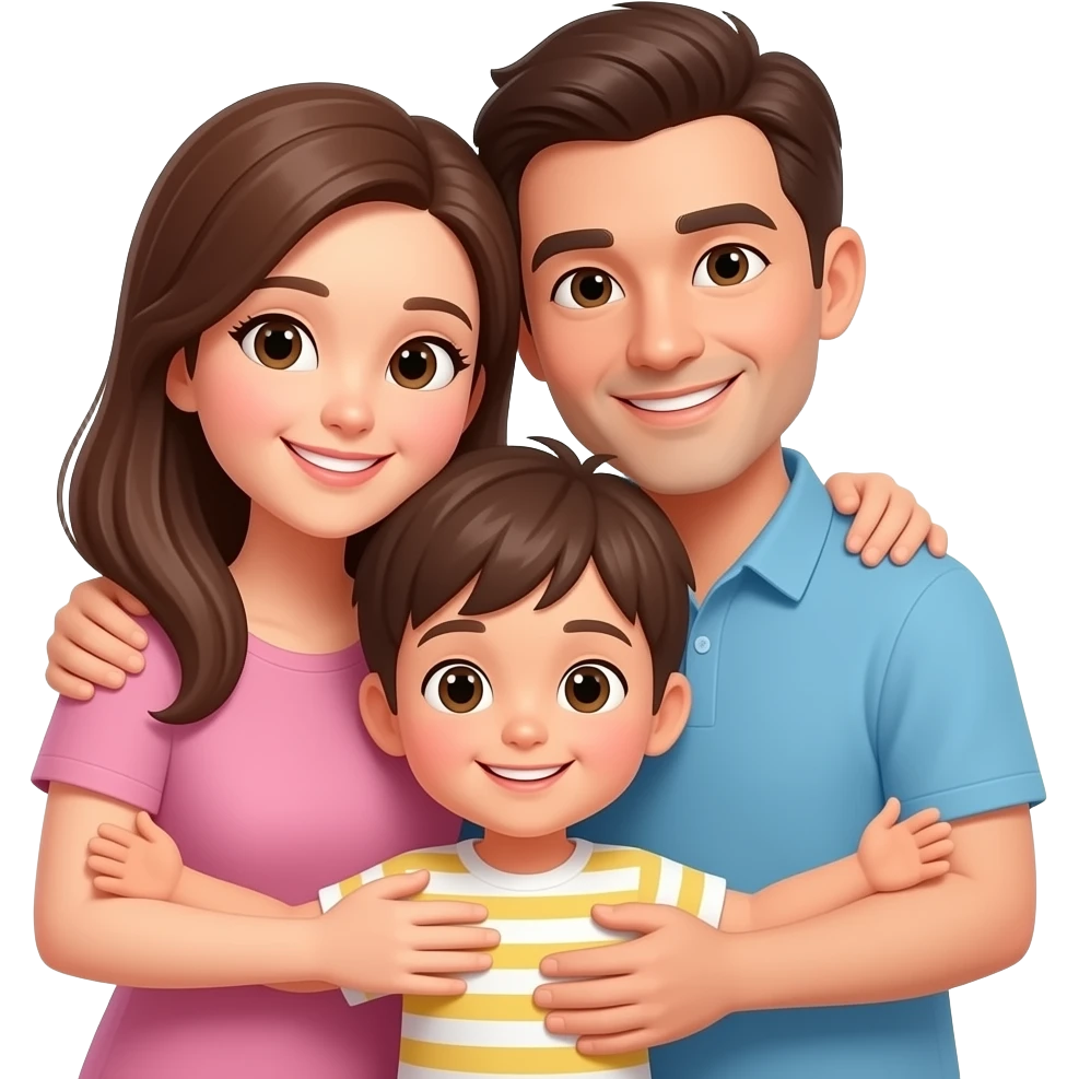 родители обнимают ребенка emoji