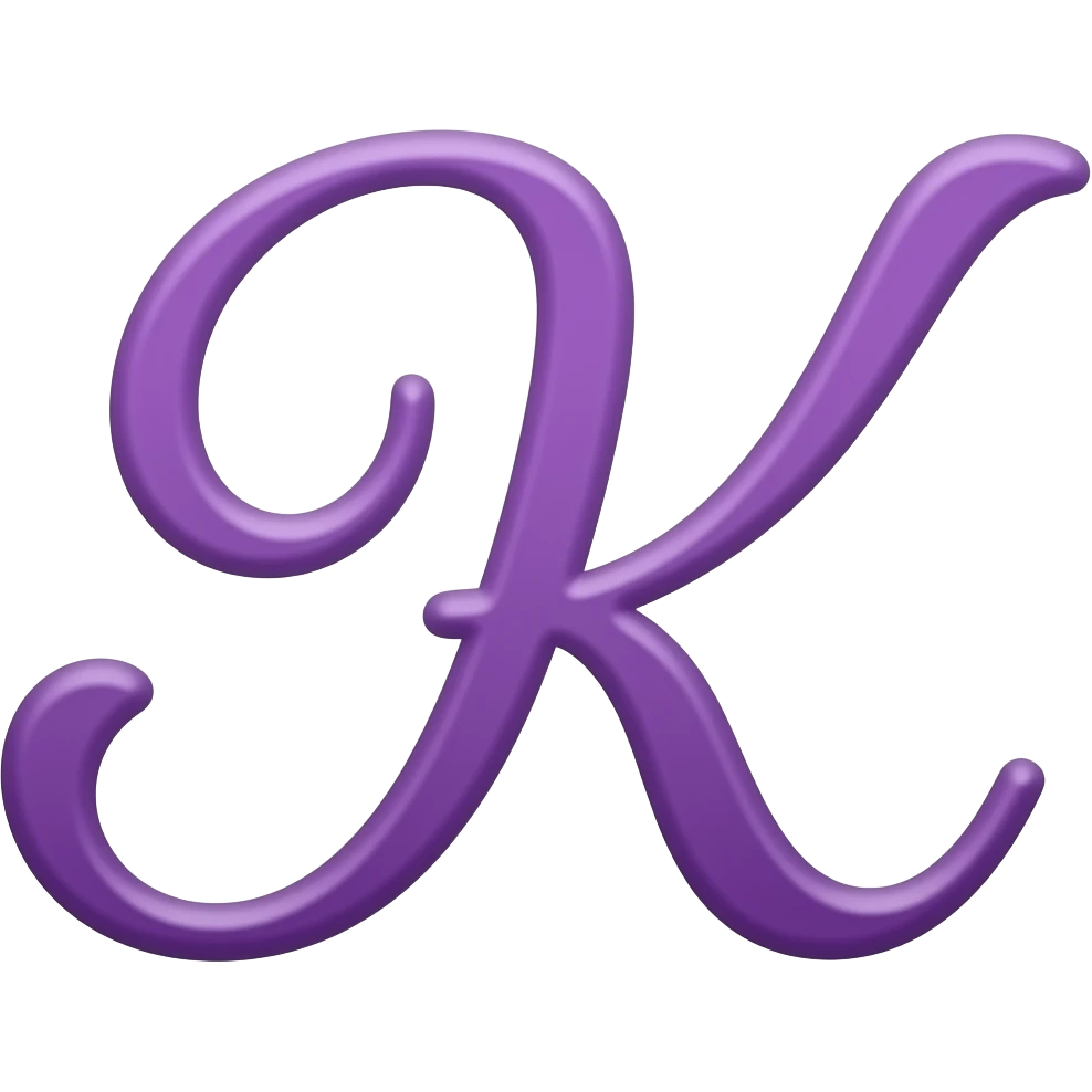 purple letter capital k in cursive style emoji